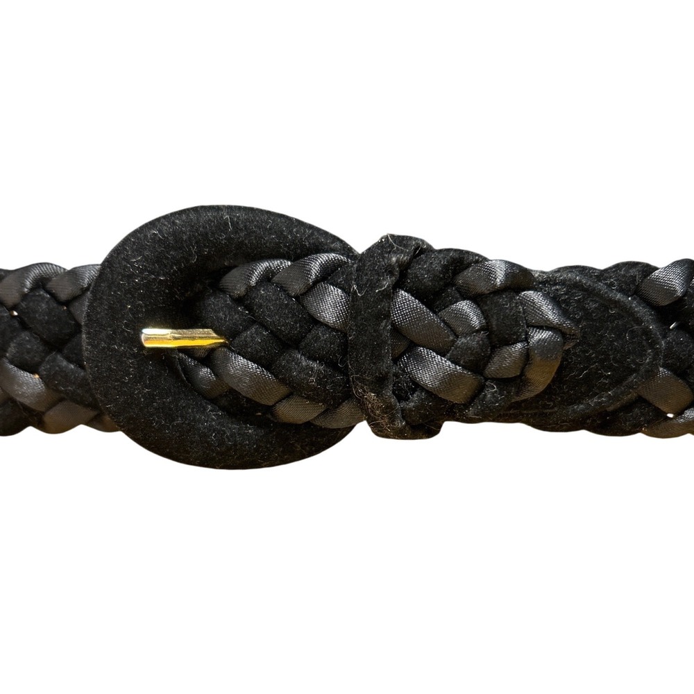Morgan Taylor Mixed Texture Braided Belt Black Velvet Buckle 2XL (up to 44") EUC